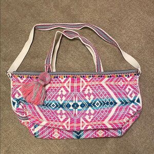Pink and Blue Patterned Tote Bag